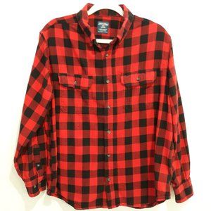 Buffalo Plaid Flannel Long Sleeve Button Down Top Size Large 42-44 ChristmasFall